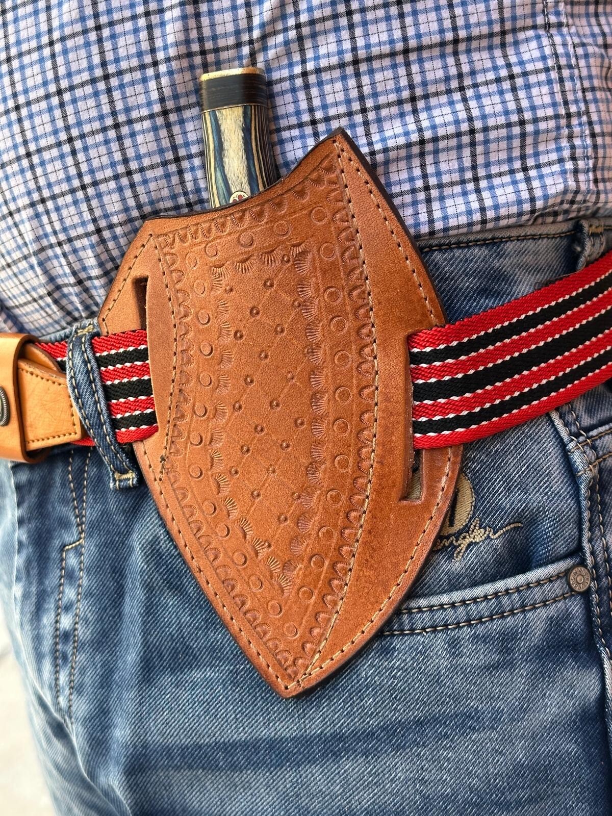 USA EDC Pancake Folding Blade & Fixed Blade Multi-Tool Leather Knife Holster