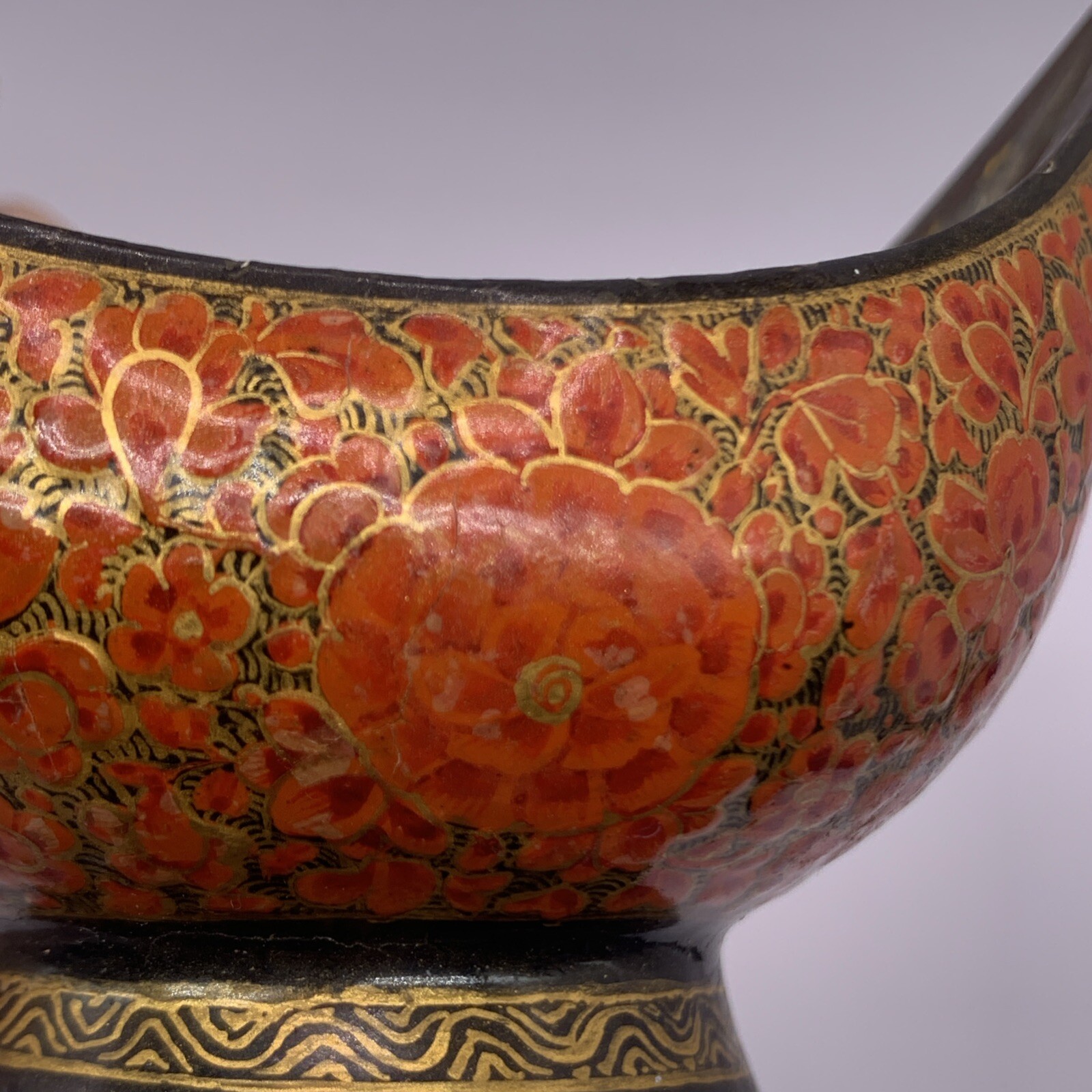 Kashmir Beggars Bowl Kashkul India Laquer Brass Vintage