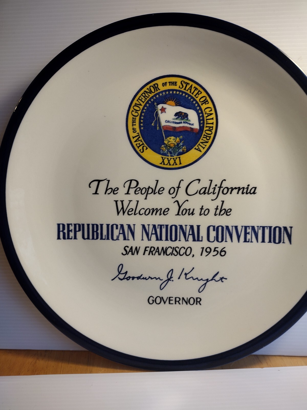 Vintage 1956 Republican National Convention Calif. Souvenir Plate