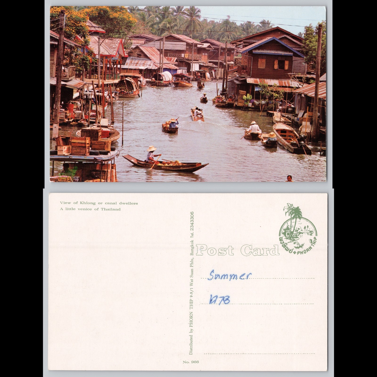 Postcard View of Khlong Canal Dwellers Bangkok Thailand