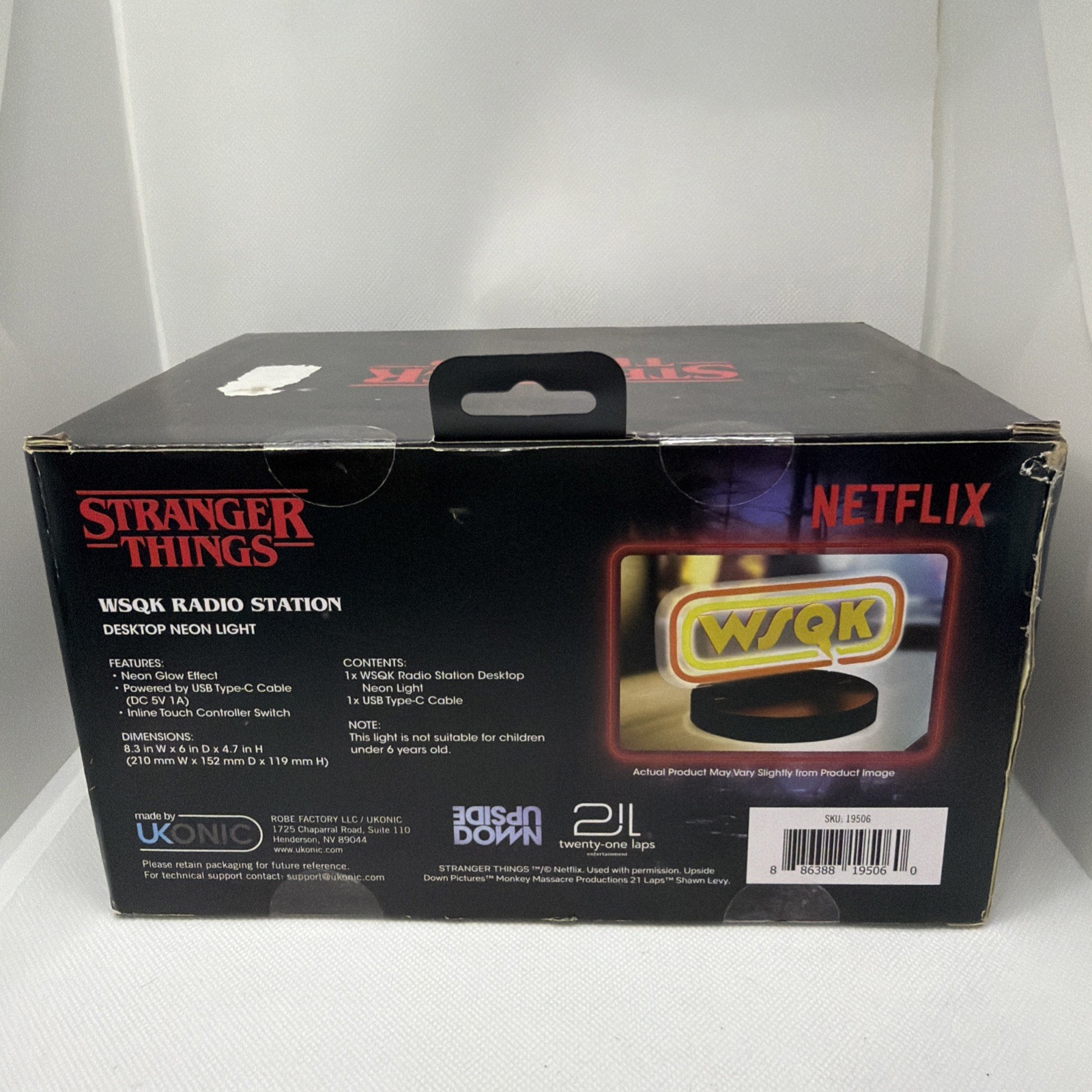 Stranger Things WSQK Radio Station Desktop Neon Light Logo Desk Sign Season 5