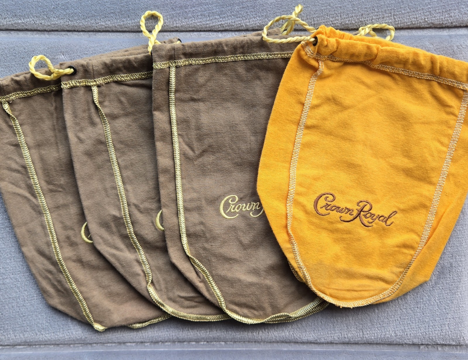Crown Royal Bags (3) Vanilla (1) Honey Lemon 750 mL Drawstring POUCHES ONLY Rare