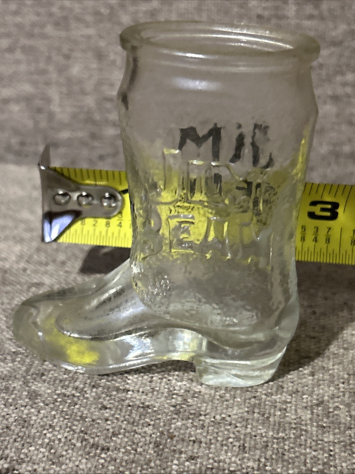 Clear Glass Jim Bean Cowboy Boot Shot Glass/Toothpick Holder – 3″