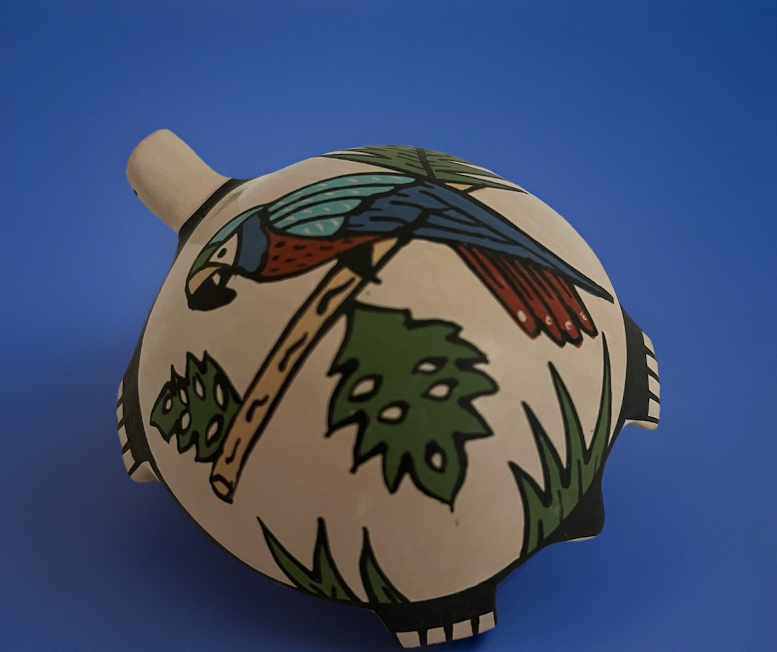 Mata Ortiz Pottery Martha Hernandez Turtle Parrot McCaw Bird Art Clay Mexican
