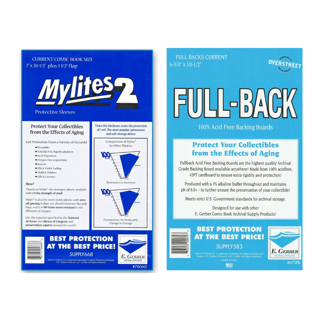 25 Mylite 2 Mil Mylar Comic Book Bags & Full Back Boards E Gerber Current Modern