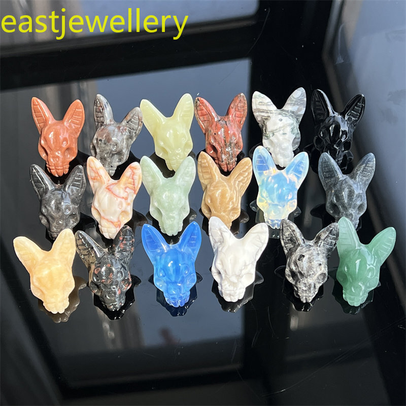 1.5″ Natural Mixed quartz bat skull quartz crystal skull pendant reiki healing