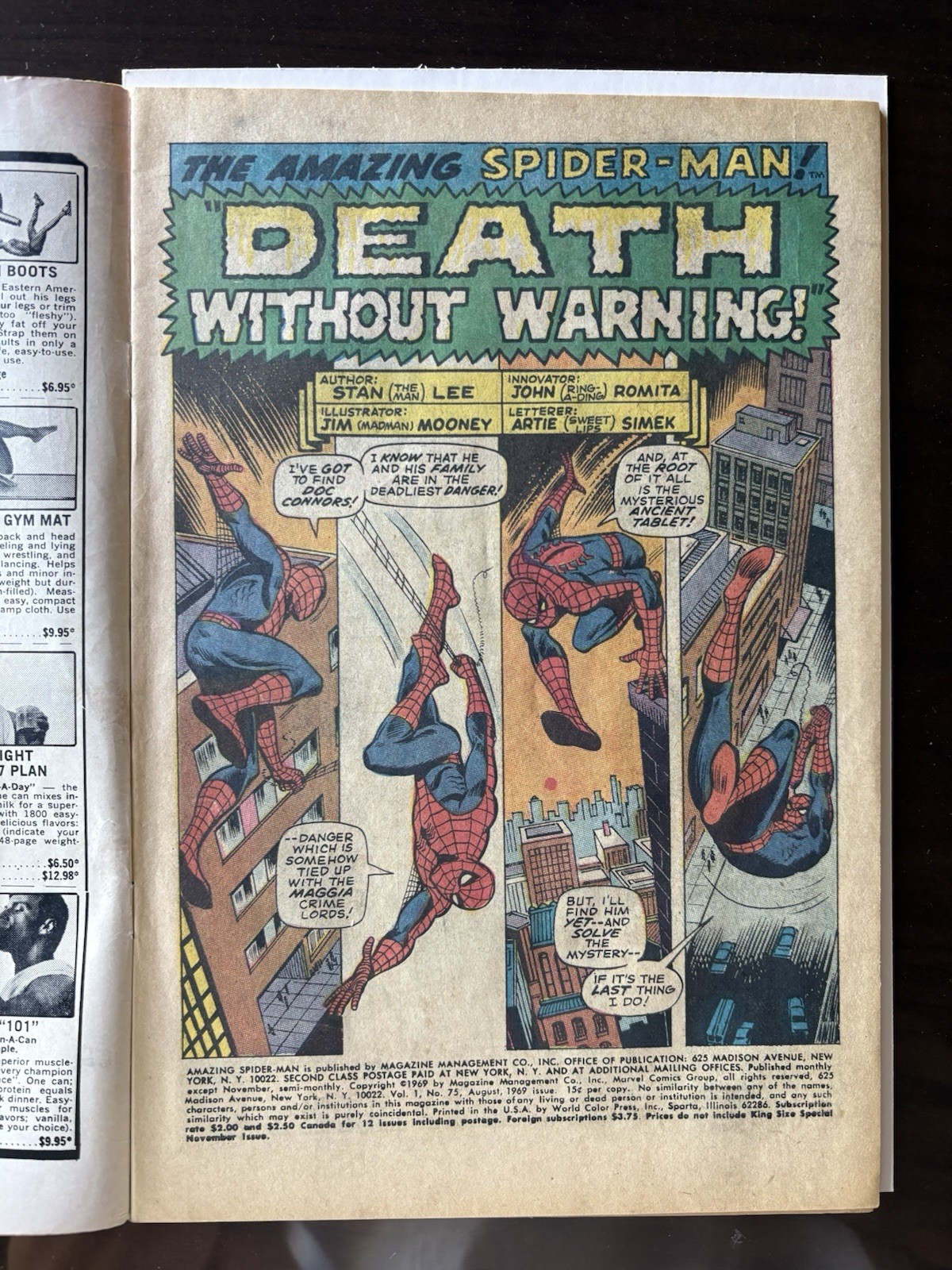 Marvel The Amazing Spider-Man #75 (1969) Stan Lee Death Without Warning VG/F+