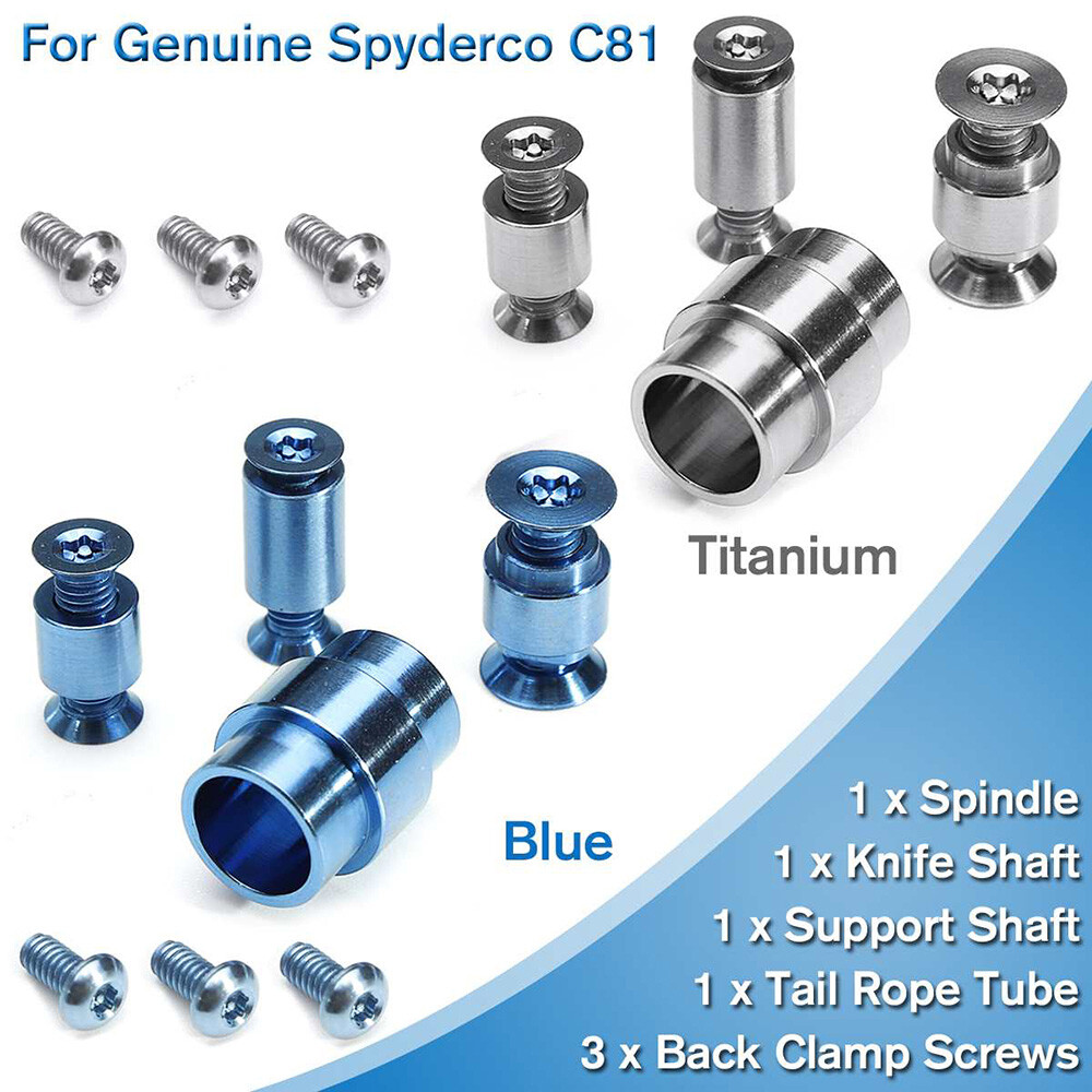 Black Blue Titanium Screw, Pivot, & Lanyard kit for Spyderco Paramilitary 2 EL