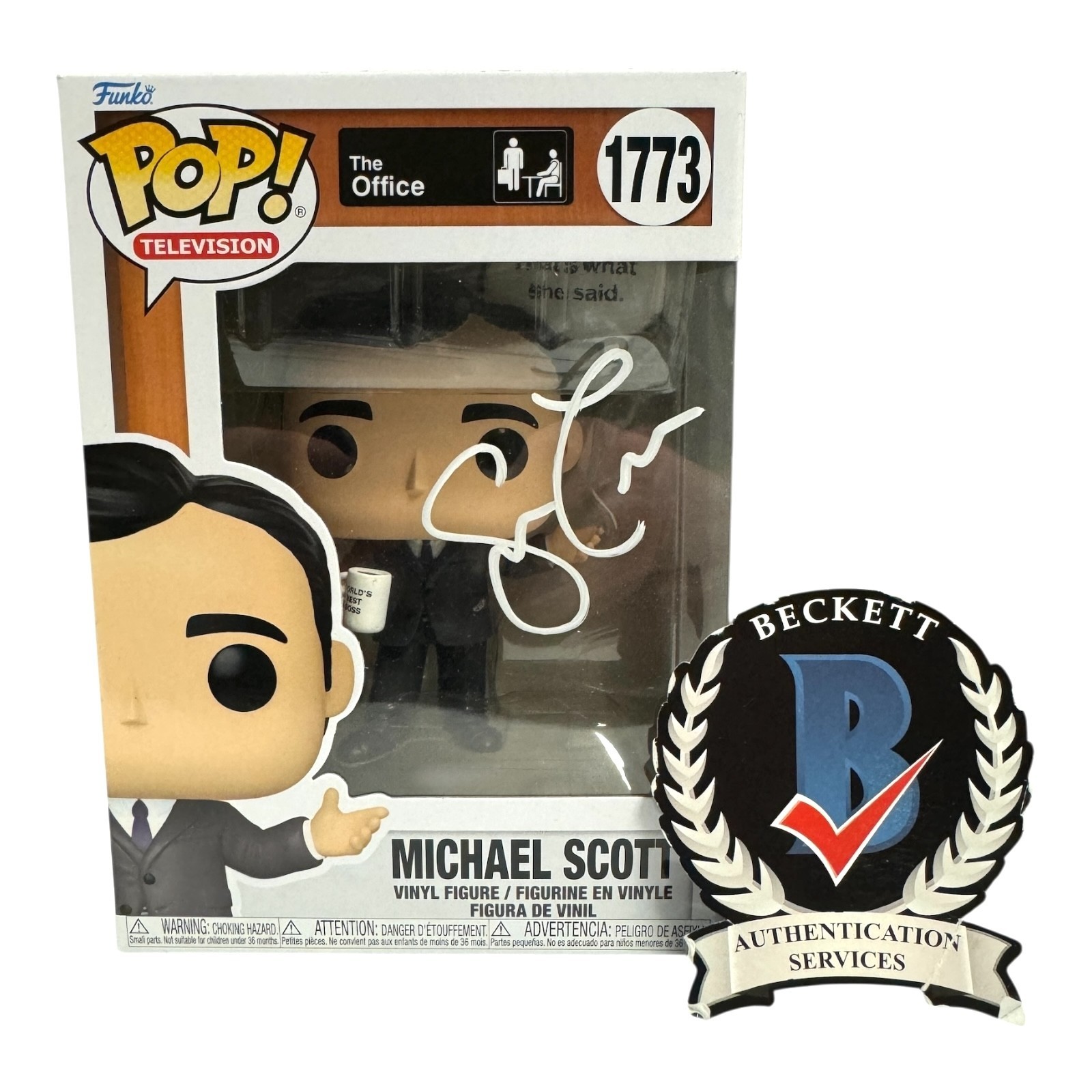 Steve Carell Signed Autograph The Office Funko Pop 1773 Bckett BAS Michael Scott
