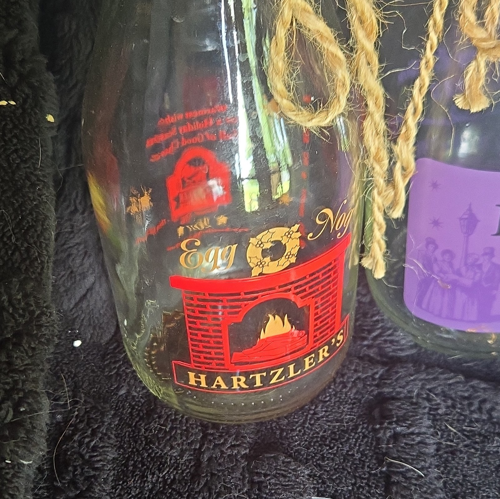 Hartzler’s Egg Nog Holiday Edition Clear Glass Milk Bottles Lot of 2