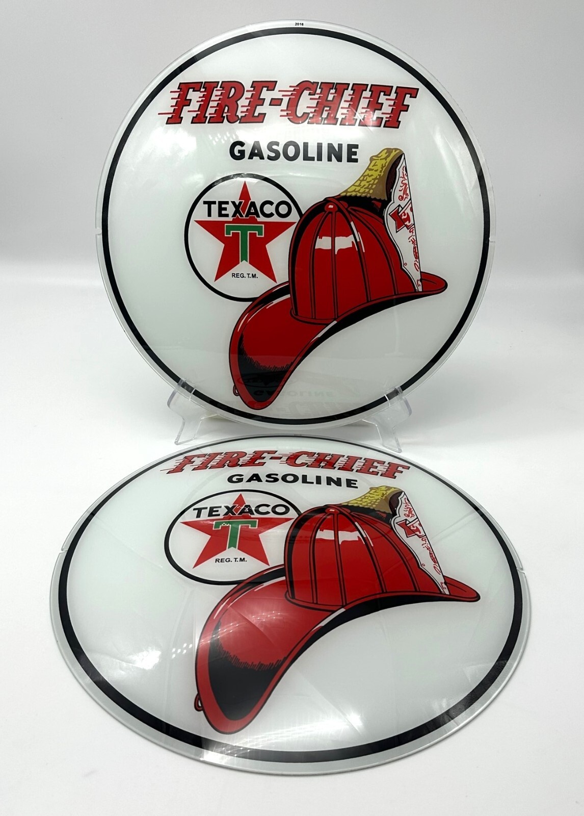 TEXACO FIRE CHIEF 13.5″ Gas Pump Globe Glass Faces / Lenses (SET OF 2)