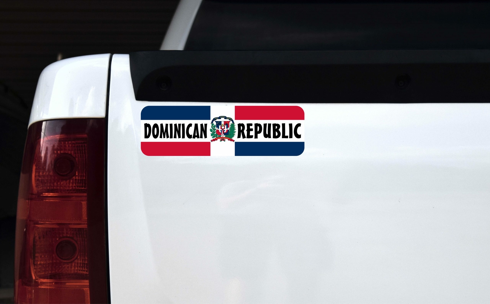 10in x 3in Labeled Dominican Republic Flag Vinyl Sticker Vehicle Bumper Decal