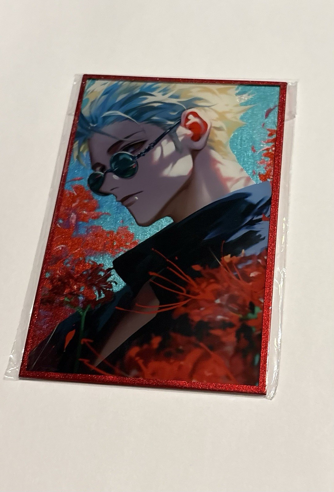 A6 Premium Jujutsu Kaisen Red Flower Blue Sky Foil Board Of Satoru Gojo