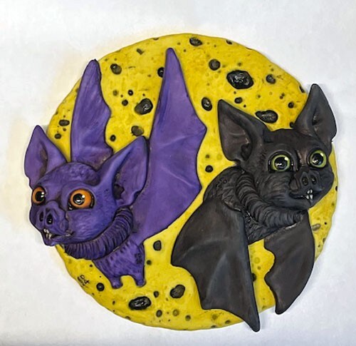 Neil Eyre Designs Halloween Vampire Black Purple Yellow Moon Bat Bats Magnet