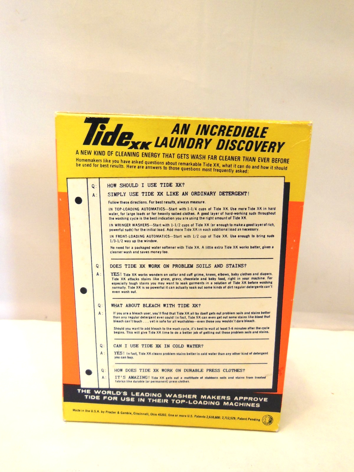 VINTAGE TIDE XK LAUNDRY DETERGENT UNOPENED FULL BOX 7 OUNCES – 1969