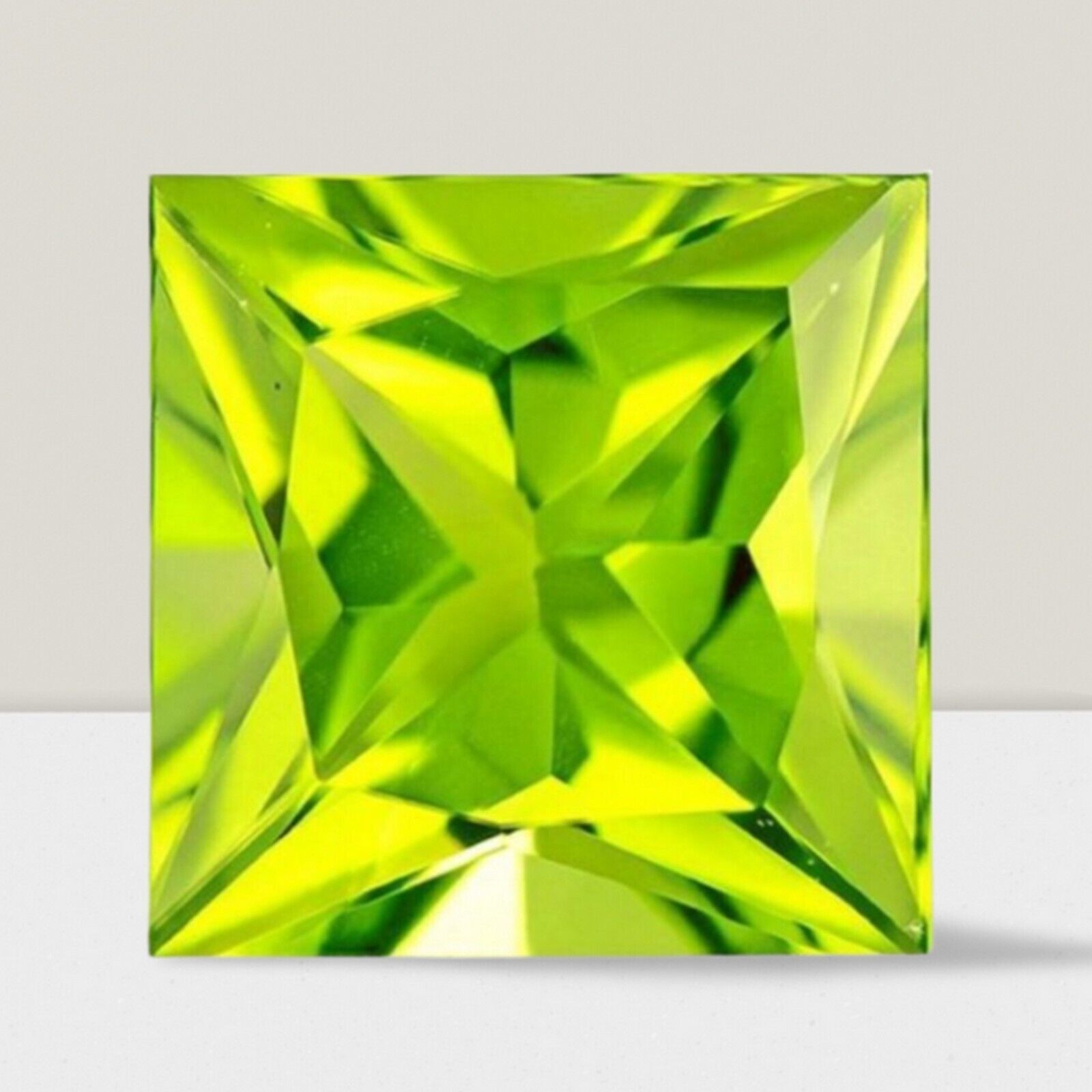 Peridot Square Cut Gemstone 5 Cts – 12 mm AAA+ Loose Gem