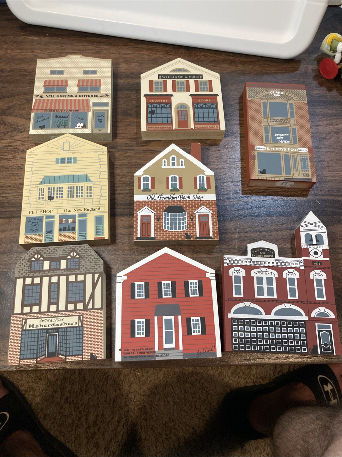 Lot 8 VTG The Cat’s Meow Village HP Wood Shelf Sitters Cottage Farmhouse Store