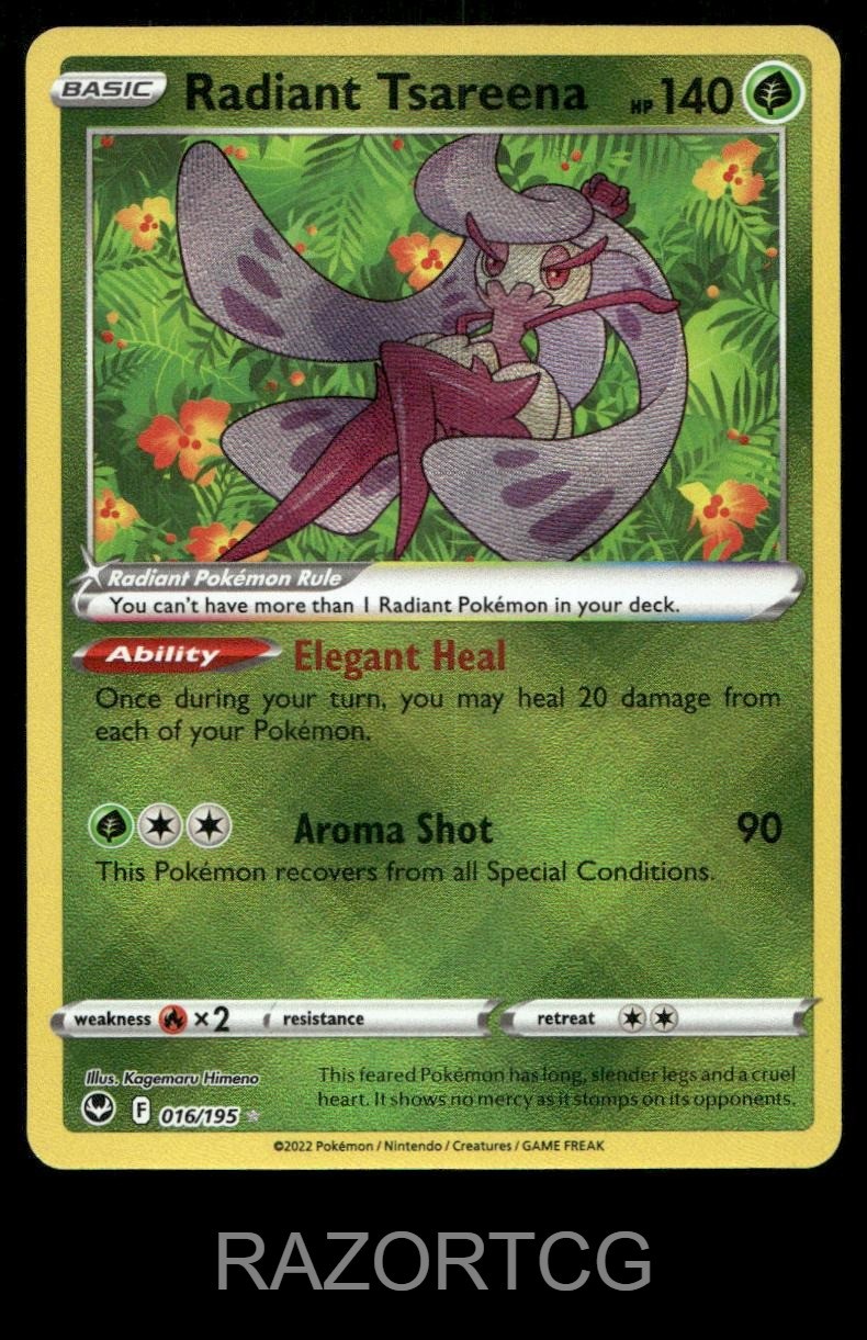 RADIANT TSAREENA 016/195 RADIANT RARE SILVER TEMPEST POKEMON NM/M