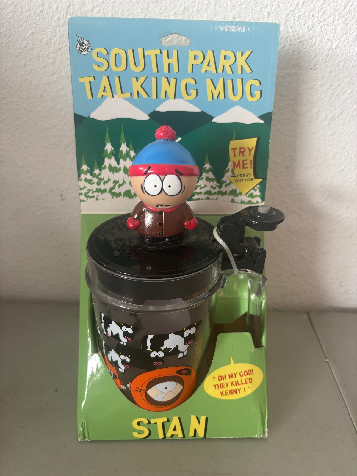 Vintage South Park Talking Stan Mug Cup Stein NEW In Box Kenny Cows Untested