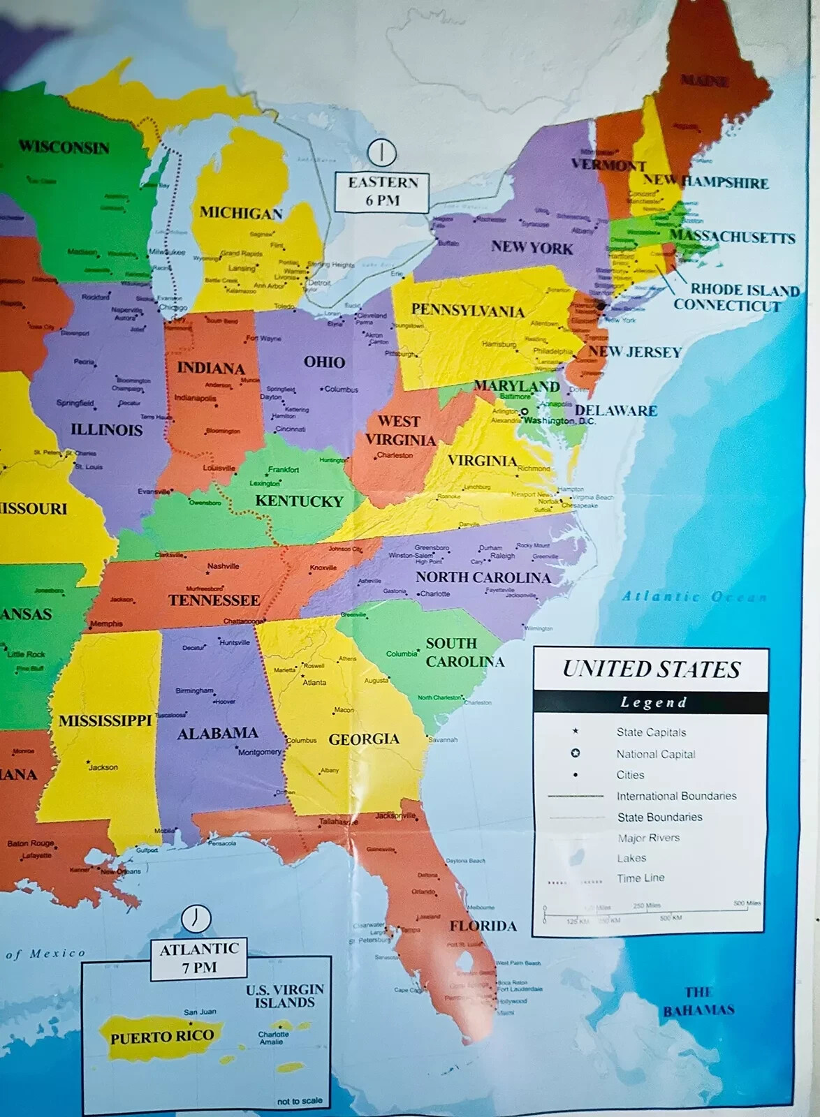 United States Wall Map 39.4″ x 27.5″ State Capitals Cities State Teaching Tree