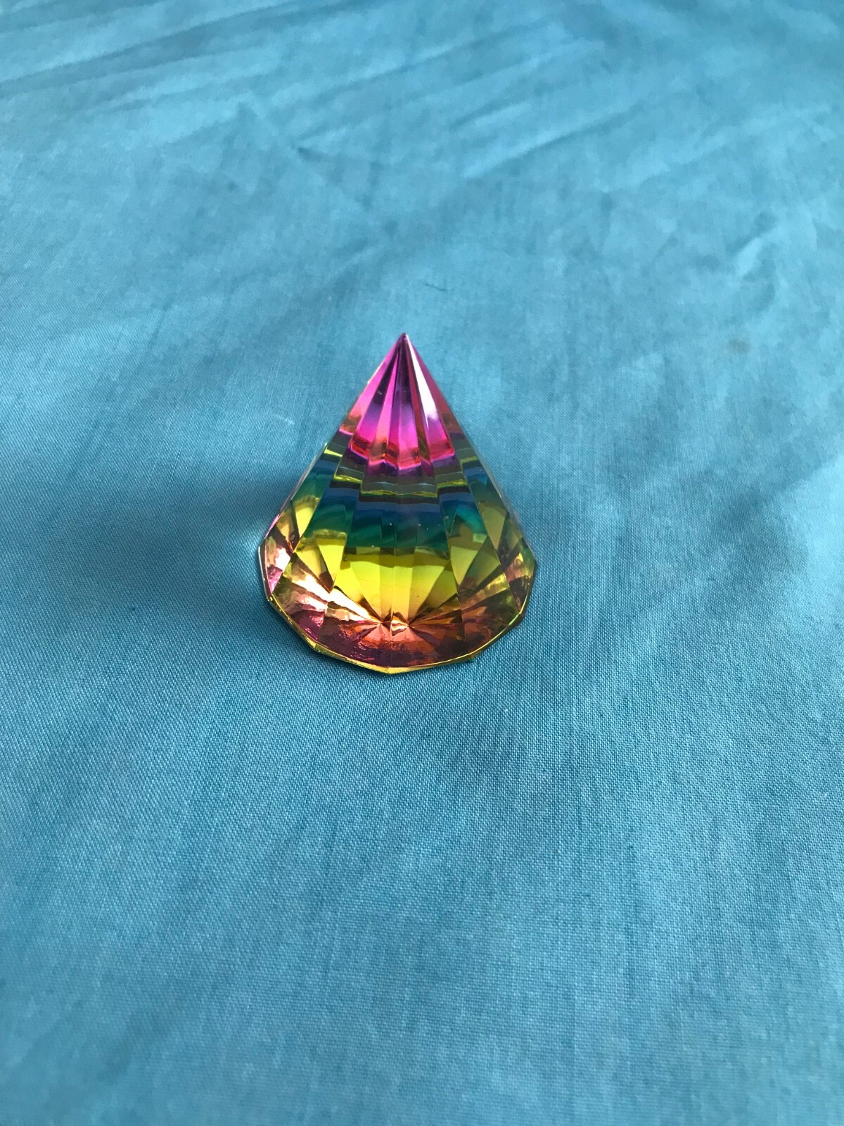 New Multi-Faceted, Multi-Colored 1-5/8” Amlong Crystal Teepee Beautiful & Unique