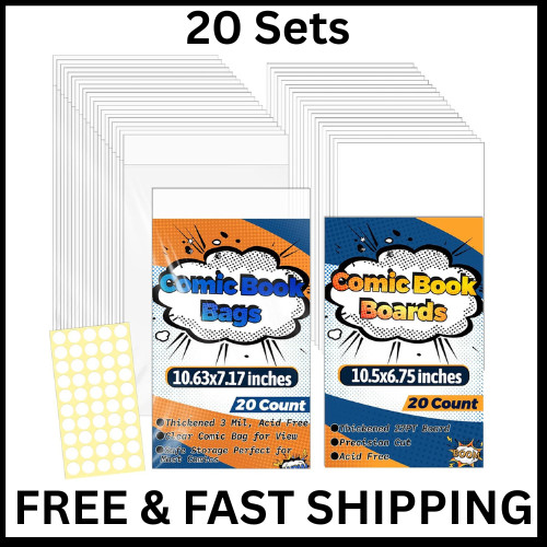 20-Pack Current Comic Book Bags and Boards Set Archival Safe Clear Sleeves