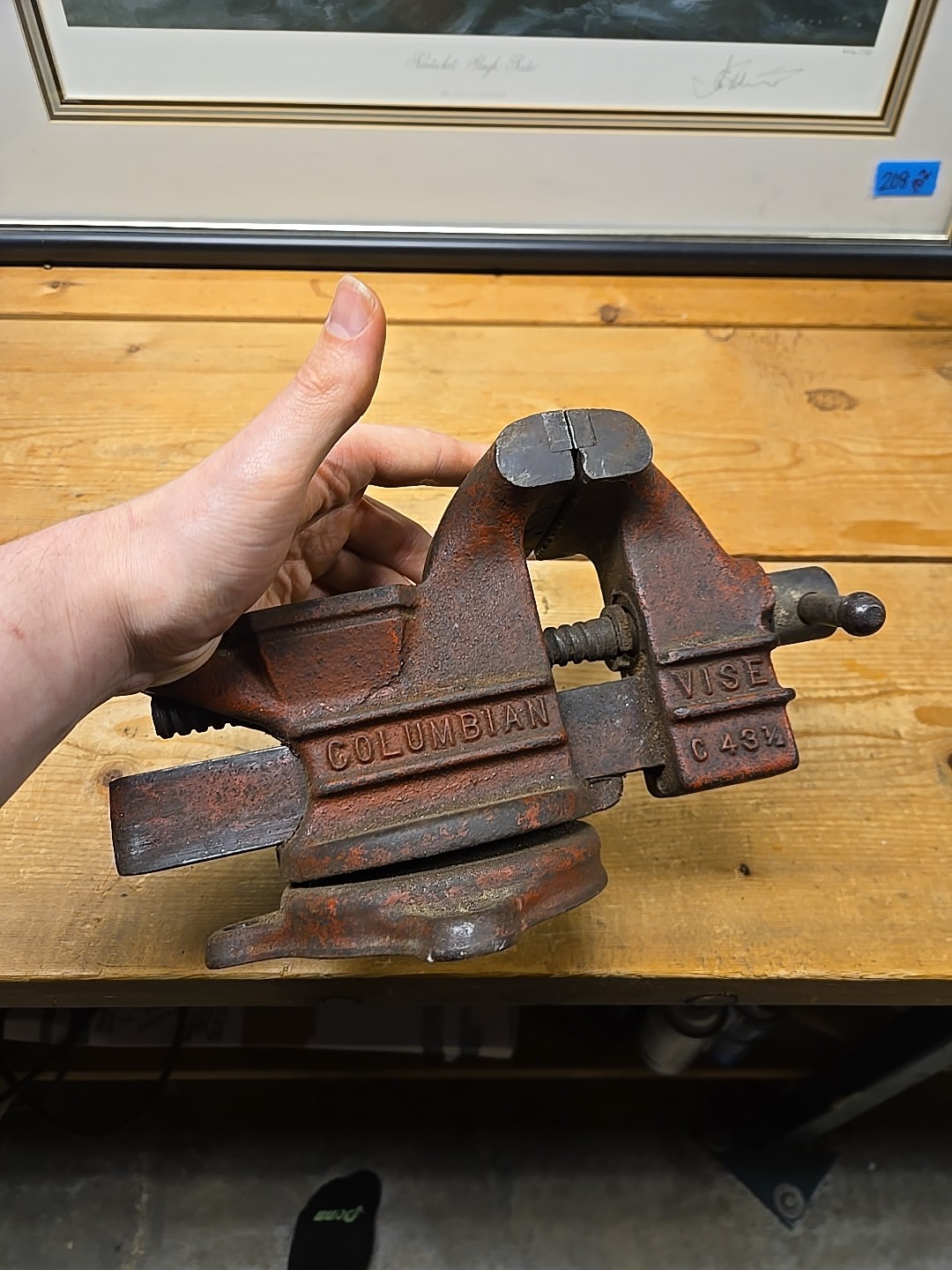 Vintage Columbian Vise C43 1/2 Swivel Anvil Vise Cast Iron VICE,Cleveland O.USA