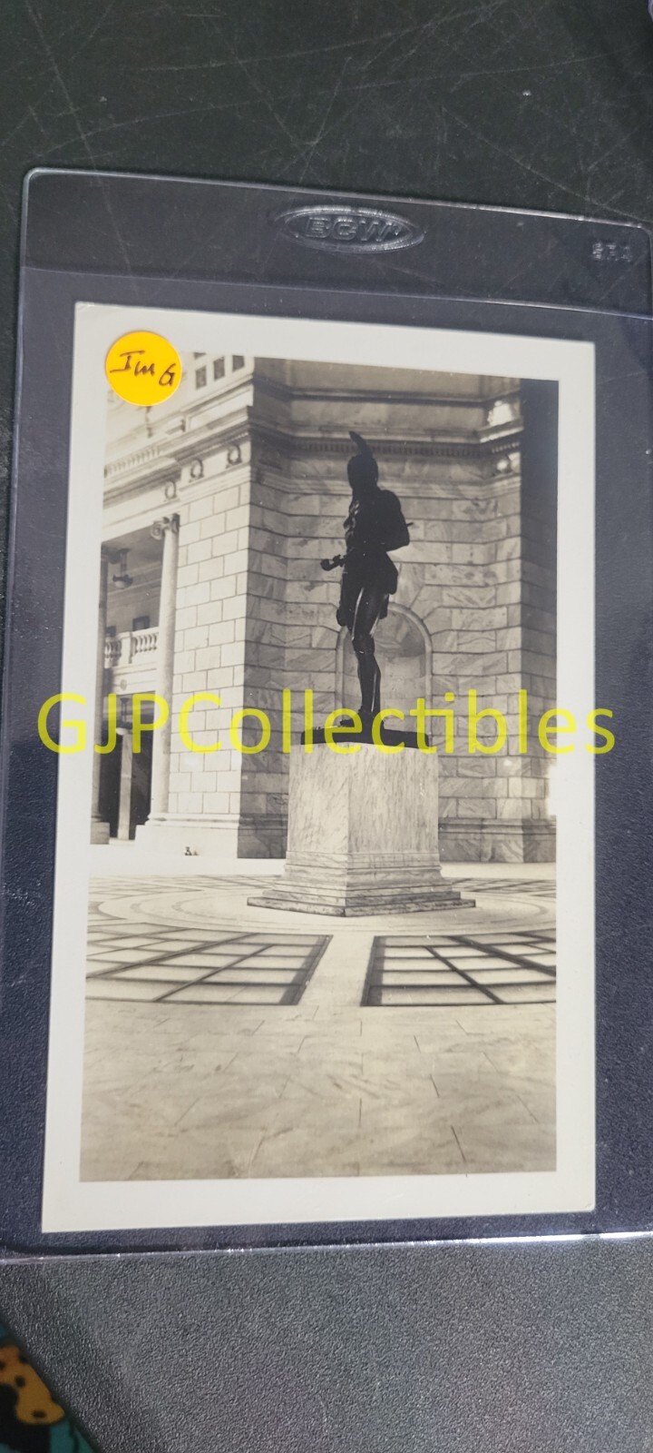 IMG VINTAGE PHOTOGRAPH Spencer Lionel Adams STATUE ON PEDASTAL