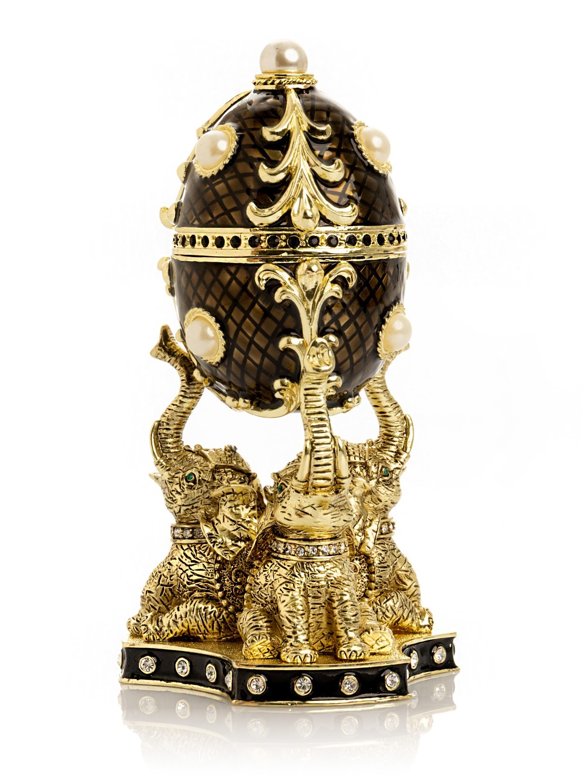 Keren Kopal Large elephants Egg Trinket box Decorated with Austrian Crystals