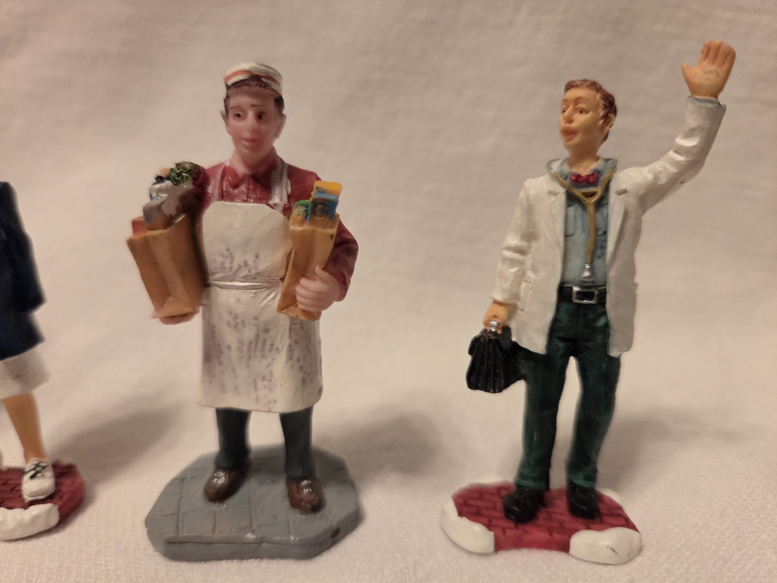 Lemax Doctor Nurse Barber Carpenter Grocery Boy Christmas Village (5 Lot)
