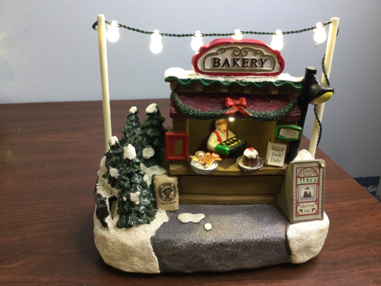 Christmas Village Lighted Bakery, White String Lights, Baked Goodies, Baker