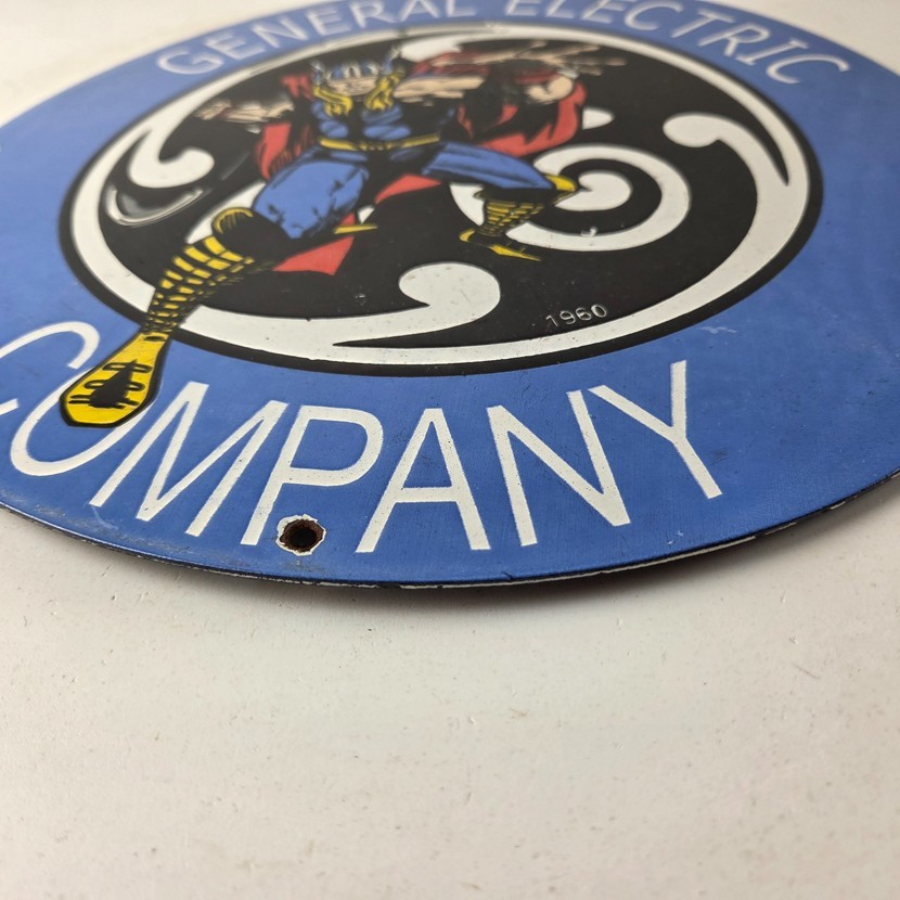 Vintage General Electric Sign – Thor Marvel Gas Auto Shop Pump Porcelain Sign