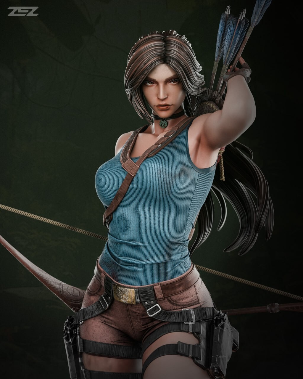 Lara Croft, 1/9, 22cm, 12k Resin 3D Print Figure Model Kit