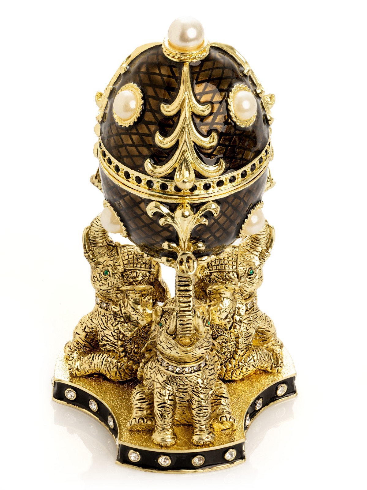 Keren Kopal Large elephants Egg Trinket box Decorated with Austrian Crystals