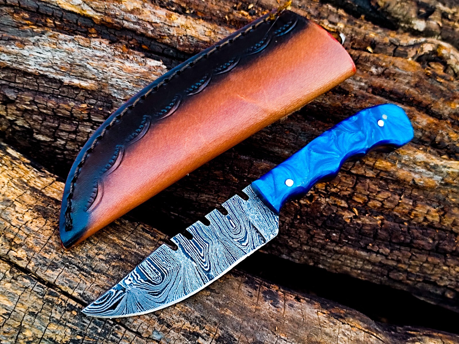 SHARD®™ CUSTOM HAND FORGED Damascus Steel EDC Mini Neck Knife W/Sheath