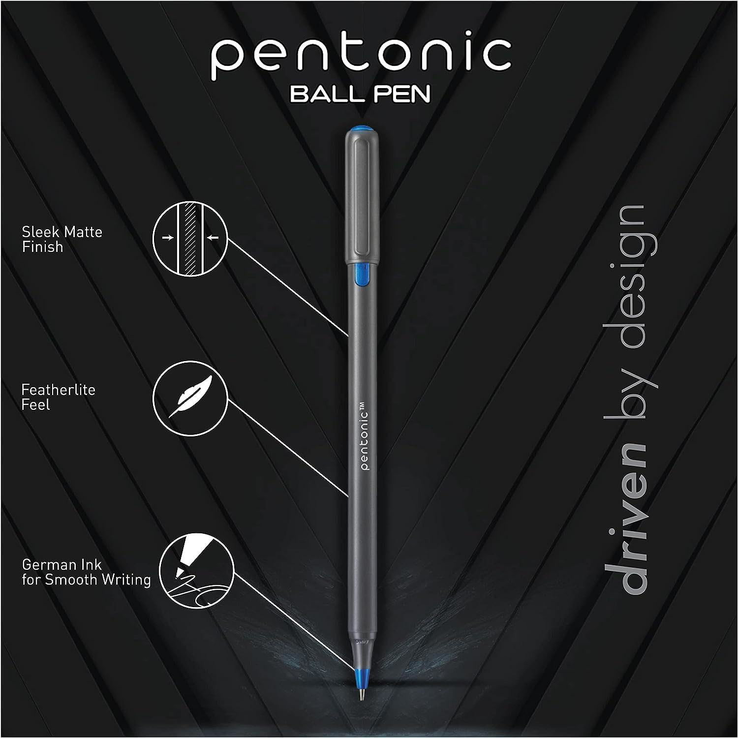 Pentonic 10-Count Ballpoint Pens 1.0mm Assorted Colors Easy Flow Ink