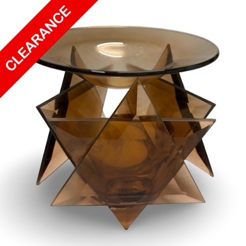 NEW Contemporary Art Deco Geometric Amber Glass Oil Burner Warmer Decor