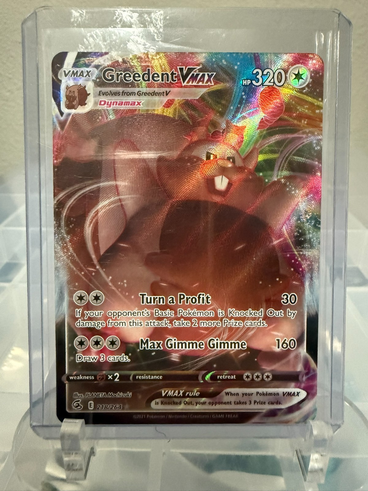 Greedent VMAX 218/264 Fusion Strike Rainbow Rare Pokemon