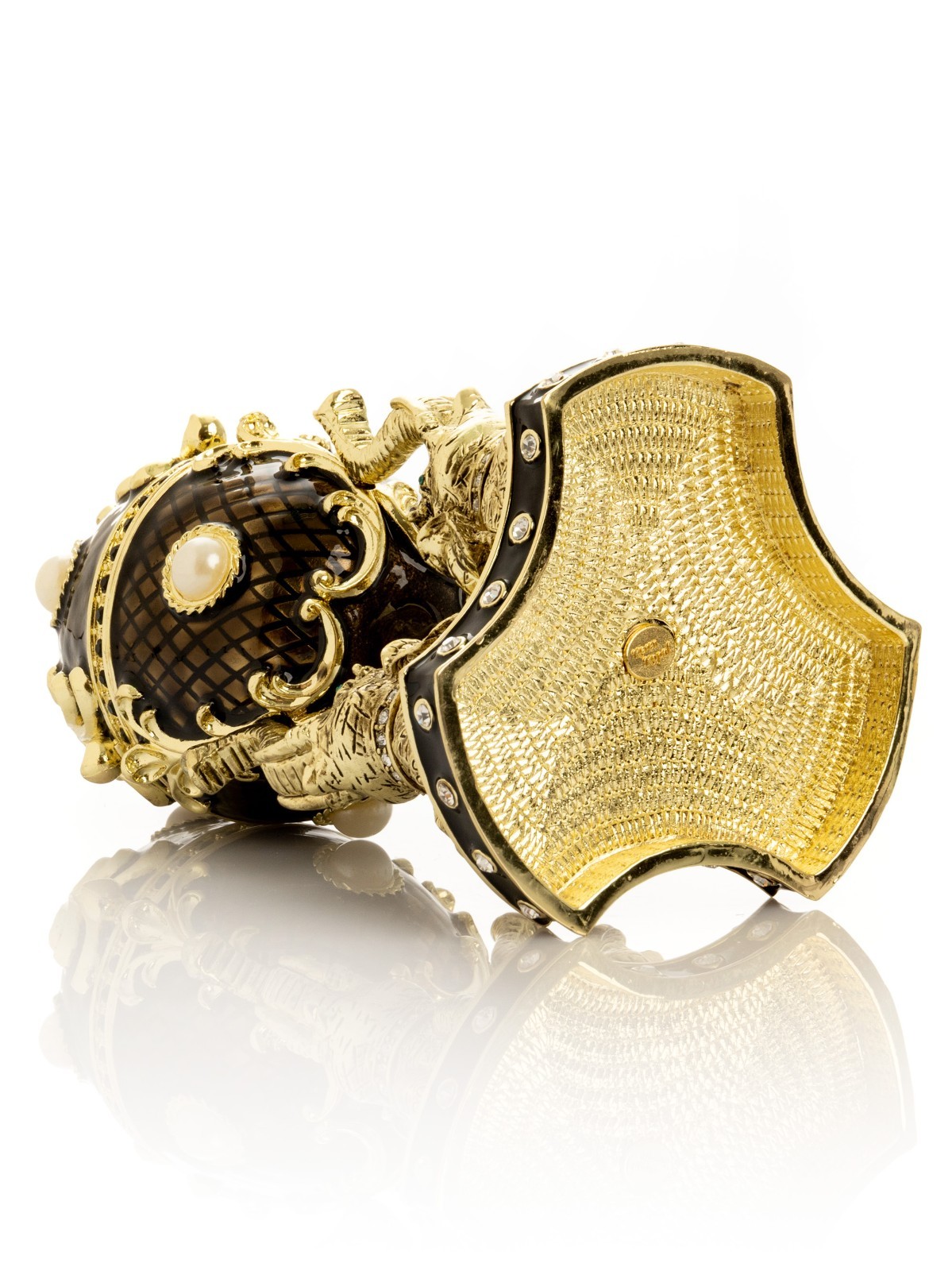 Keren Kopal Large elephants Egg Trinket box Decorated with Austrian Crystals