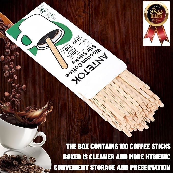 Wooden Coffee Stirrers Coffee Stir Sticks 7.5 Inch 100pcs Disposable Birch Woo