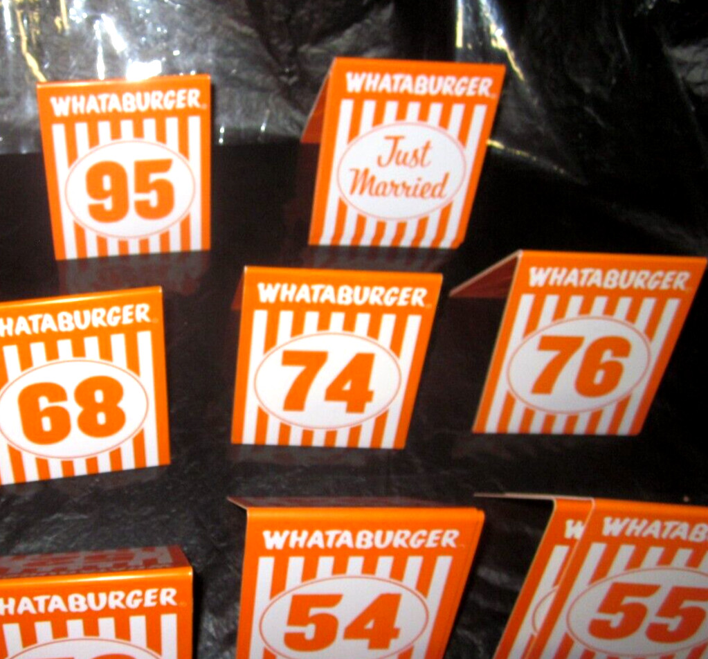 Whataburger Table Tent #’s You Pick The Number No Limit $4 Flat Rate Shipping