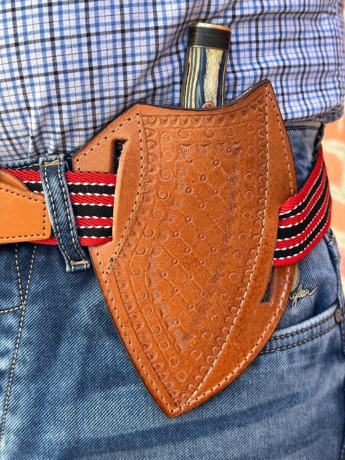 USA EDC Pancake Folding Blade & Fixed Blade Multi-Tool Leather Knife Holster