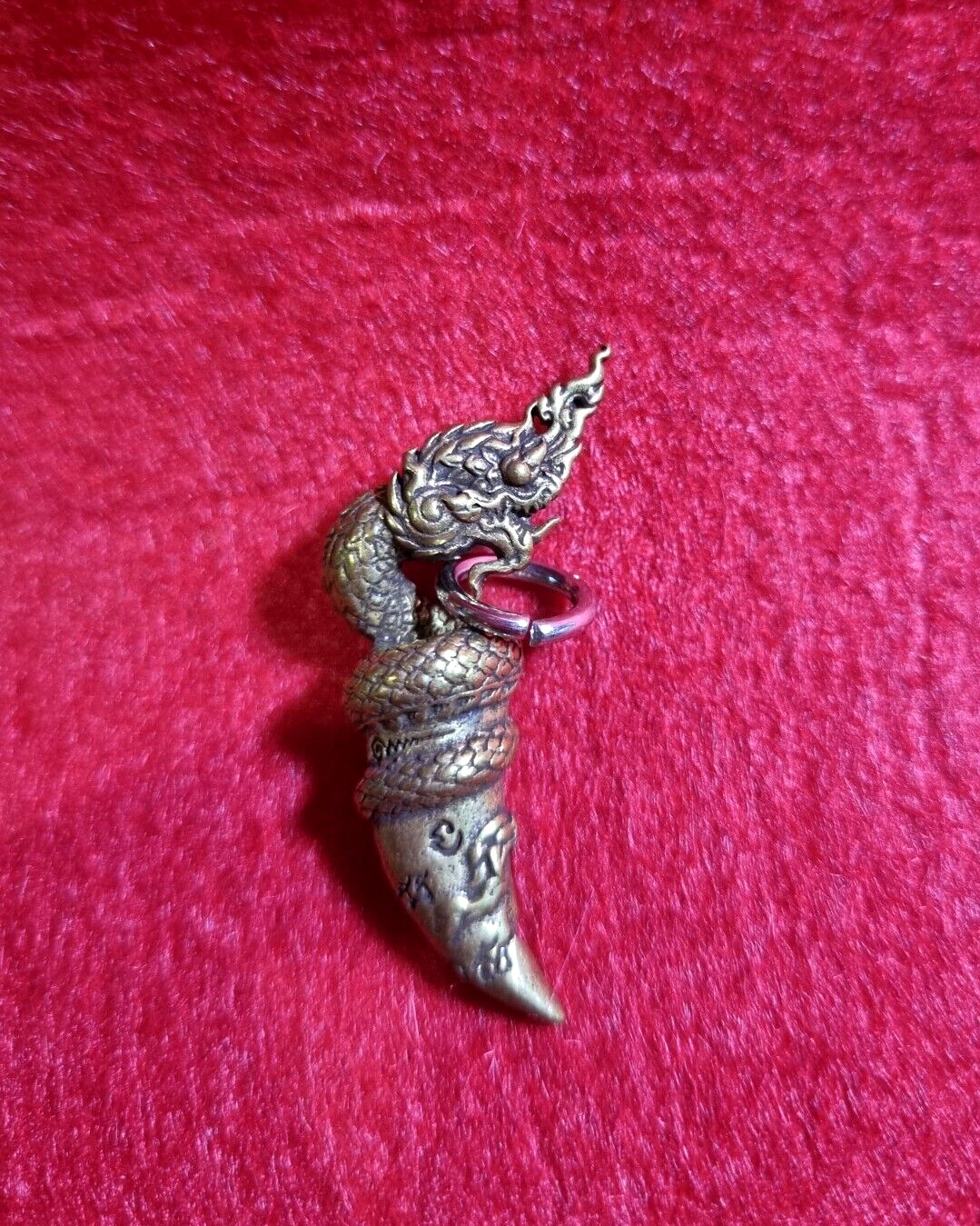 Phaya Nak Dragon Naga Pendant Nail Shape King Snake Thailand Amulet Protect Mini