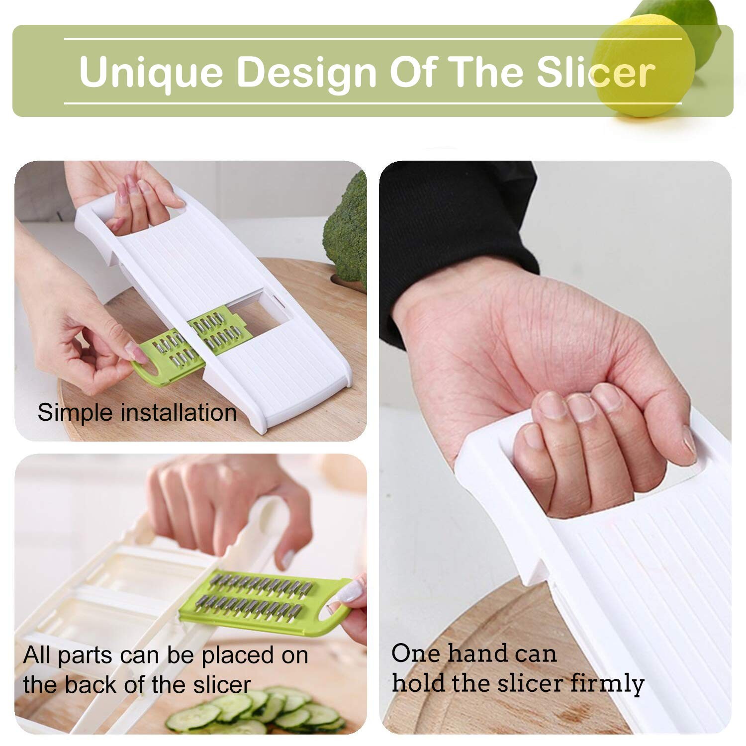 NACOLUS 5 in 1 Mandoline Slicer Vegetable Mandolin Multi Medium, Green