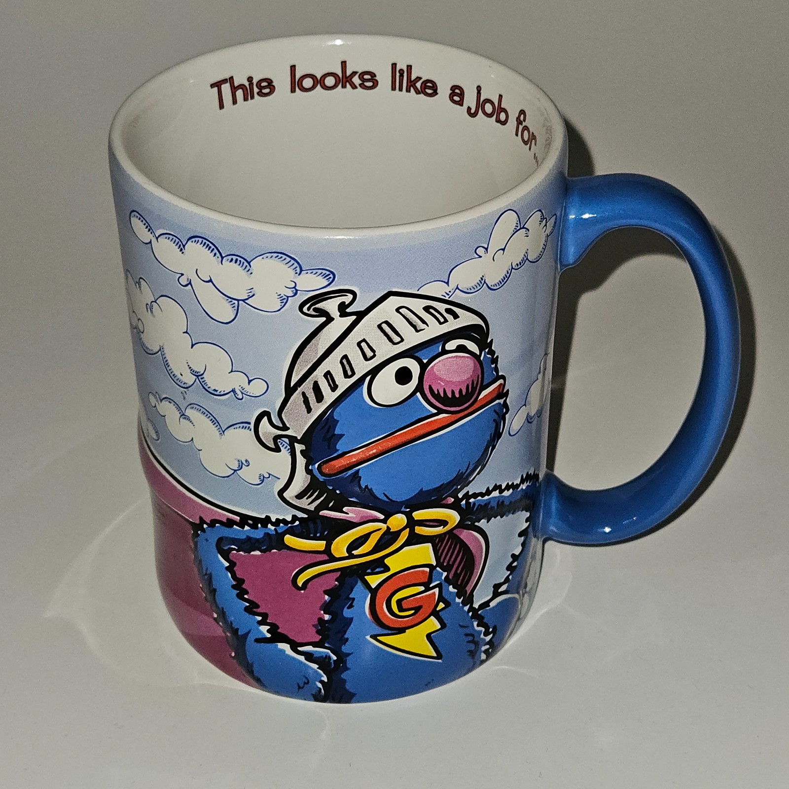 VTG Super Grover Mug Sesame Street Gund 2004 This Looks Like A Job For