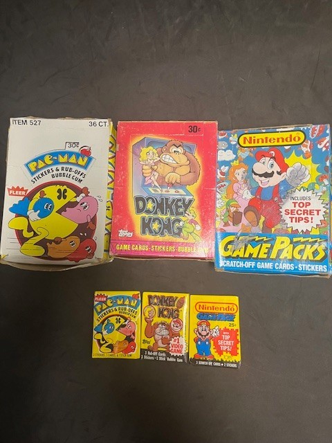 1980’s Topps/Fleer Gaming Wax Pack Lot- 3 Pack Stickers Pac*Man/Mario/Kong
