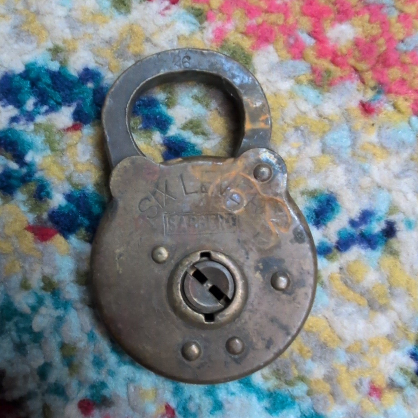 Vtg Antique Sargent Six Lever Brass Padlock Lock #31 – No Key Rustic