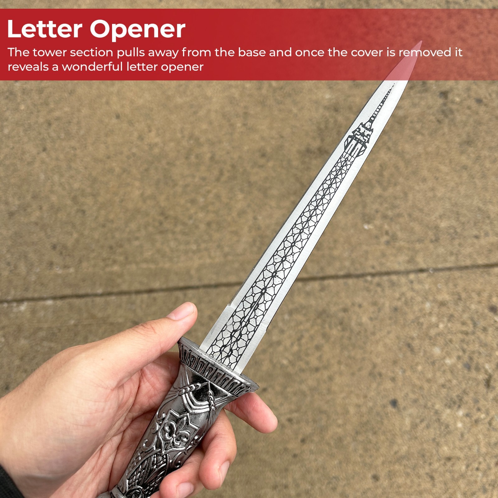10Inch Eiffel Tower Letter Opener Blade Dagger Executive Knife Statue w/GIFT BOX