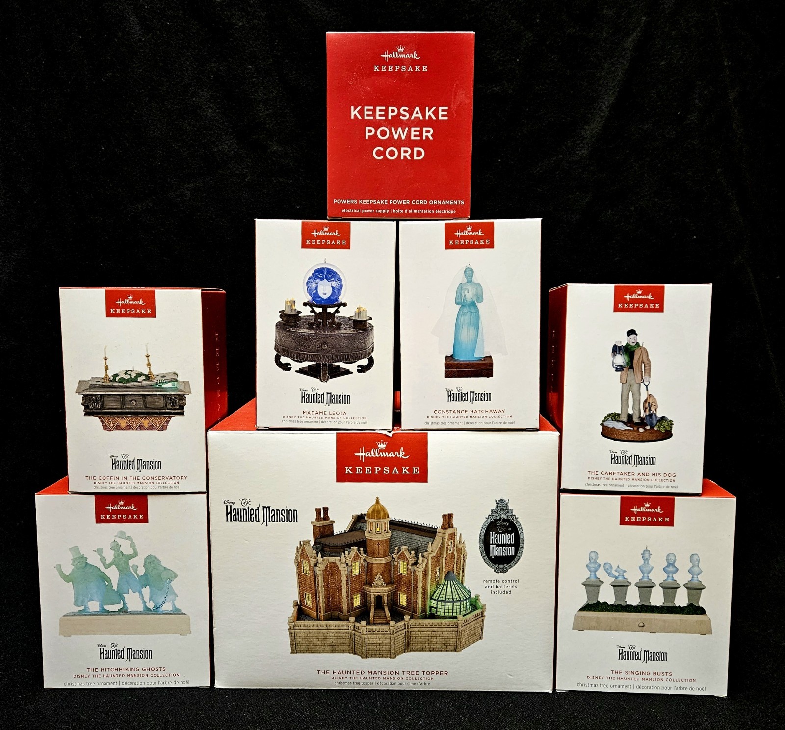 🎦 Lot 8 HAUNTED MANSION SET Topper Hitchhiking Leota Coffin Dog Busts Hallmark