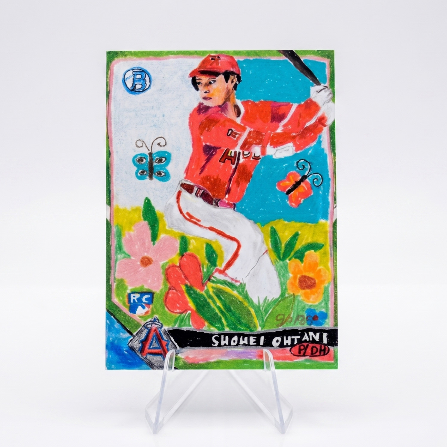 Shohei Ohtani ACEO Art Print Hand-Drawn Bowman RC Style Baseball Card 2.5×3.5